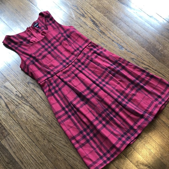 Torrid Red & Black Suede Plaid Scoop Neck Sleeveless Thick Knee-Length Dress - Picture 2 of 7